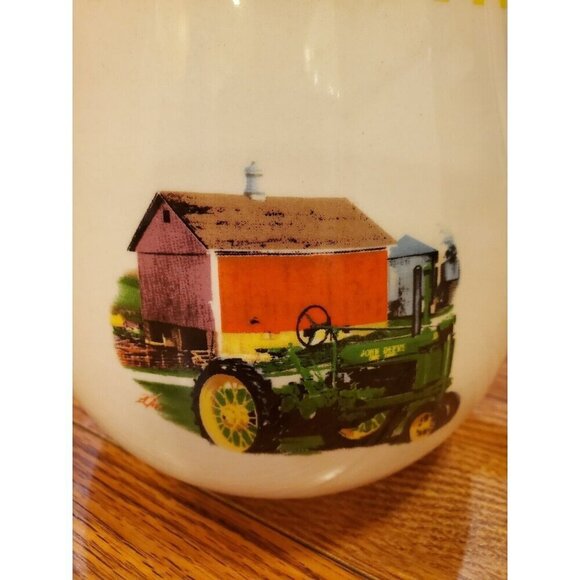 Gibson John Deere tractor model B‎ 8” Pitcher Ceramic White Green Tractor EUC - Picture 2 of 11